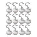 Ceramic Ferrite Pot Magnet Ø25mm with Hook - White (12 pack)